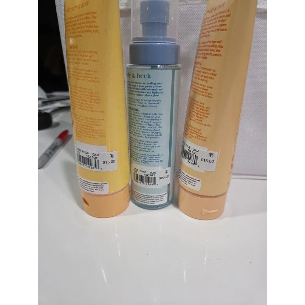 NEW FULL SIZE beverly & beck face wash, mist, face scrub, Collagen Collection